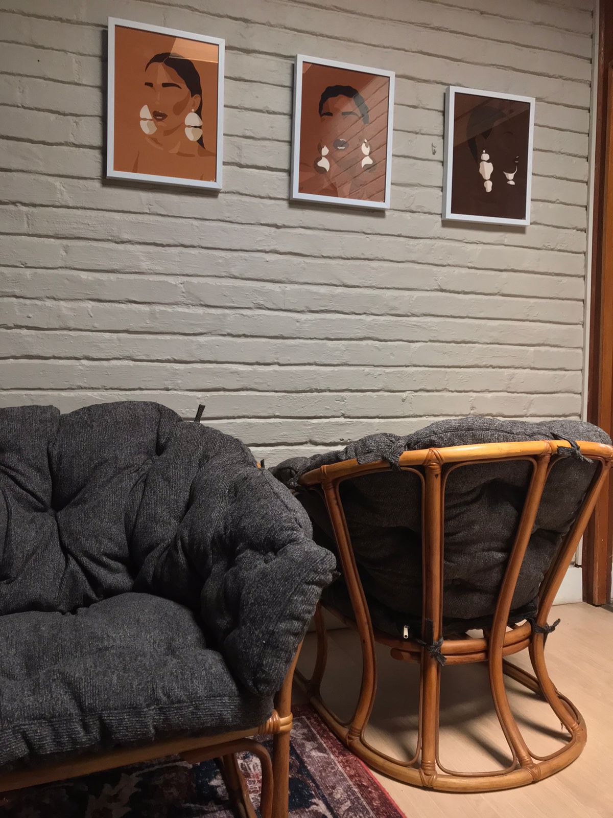 Pair of Occasional Cane Chairs (Black Sherpa)