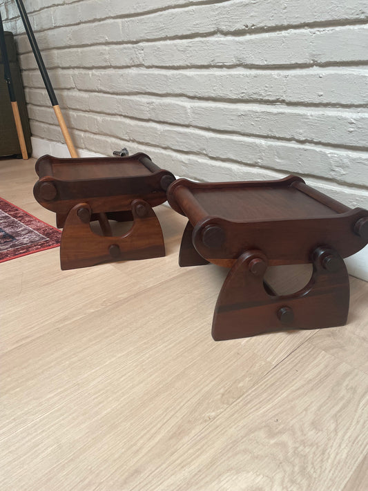 Imbuia Footstools — Mid-Century Revival (Set of Two)