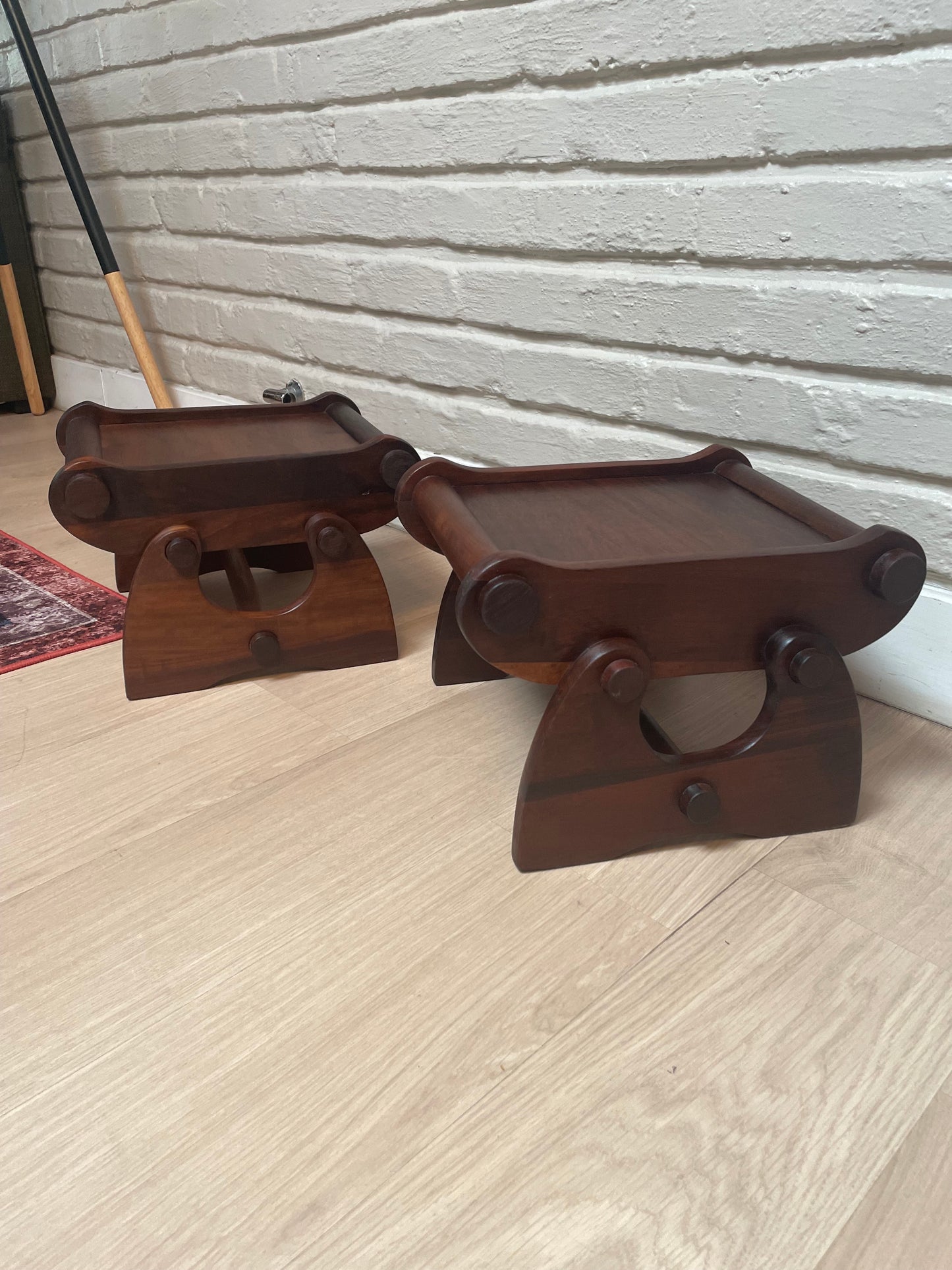 Imbuia Footstools — Mid-Century Revival (Set of Two)