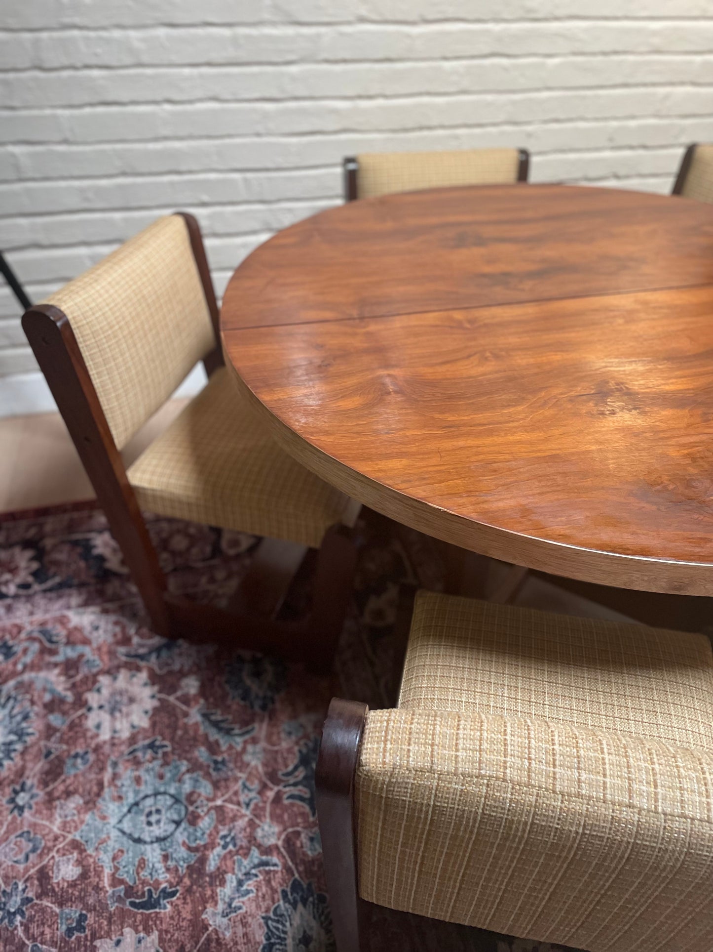 Imbuia Table +Dining Chairs — Classic Retro Revival (Set of Six)