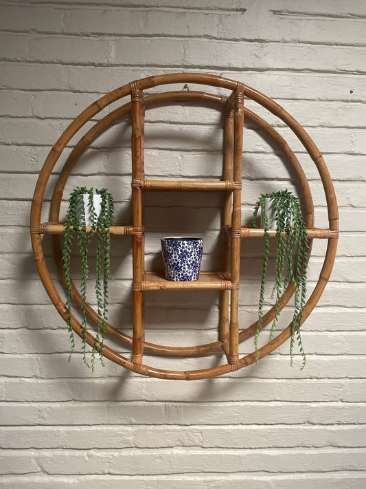 Round Rattan Wall Shelf