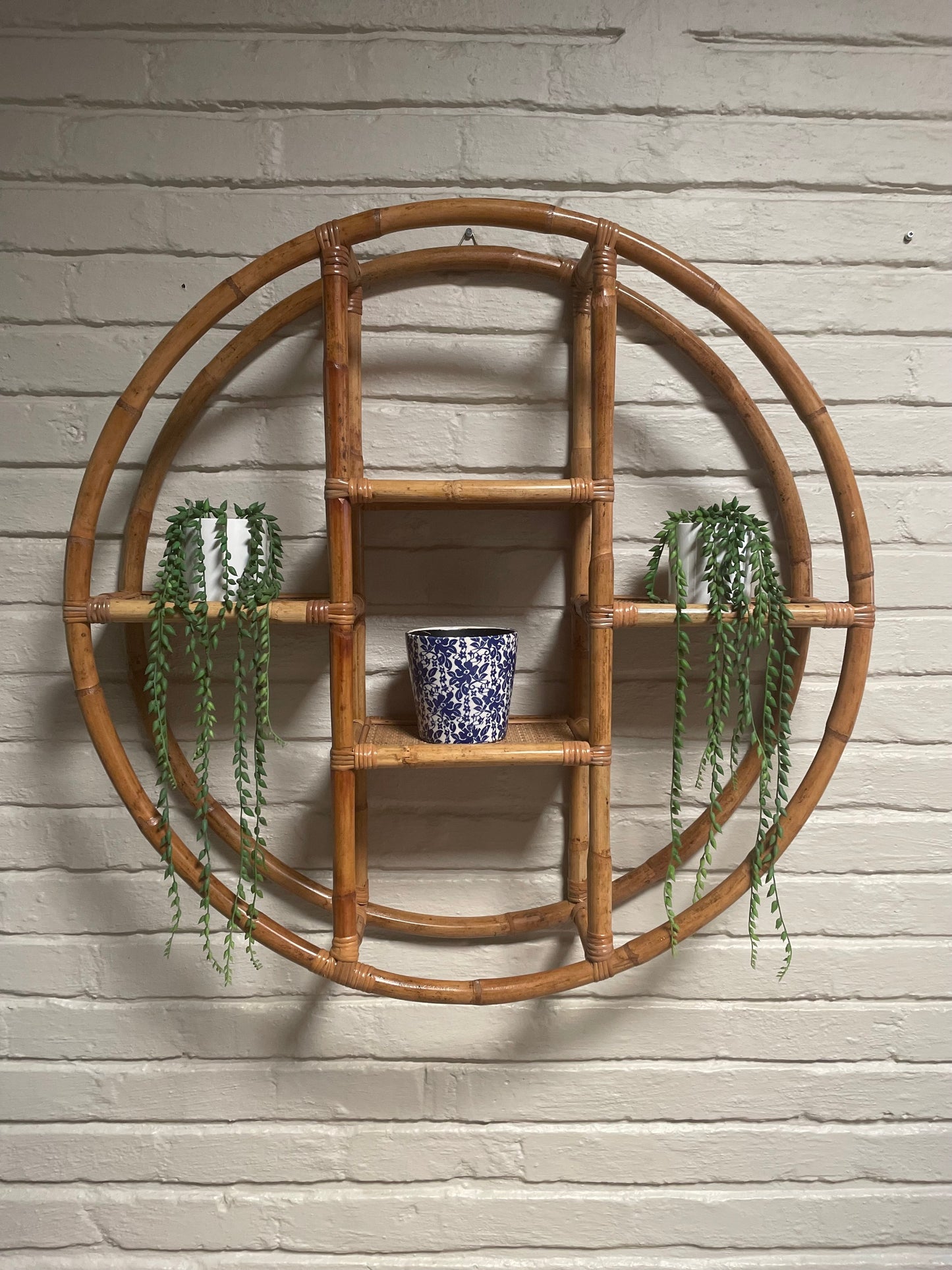 Round Rattan Wall Shelf