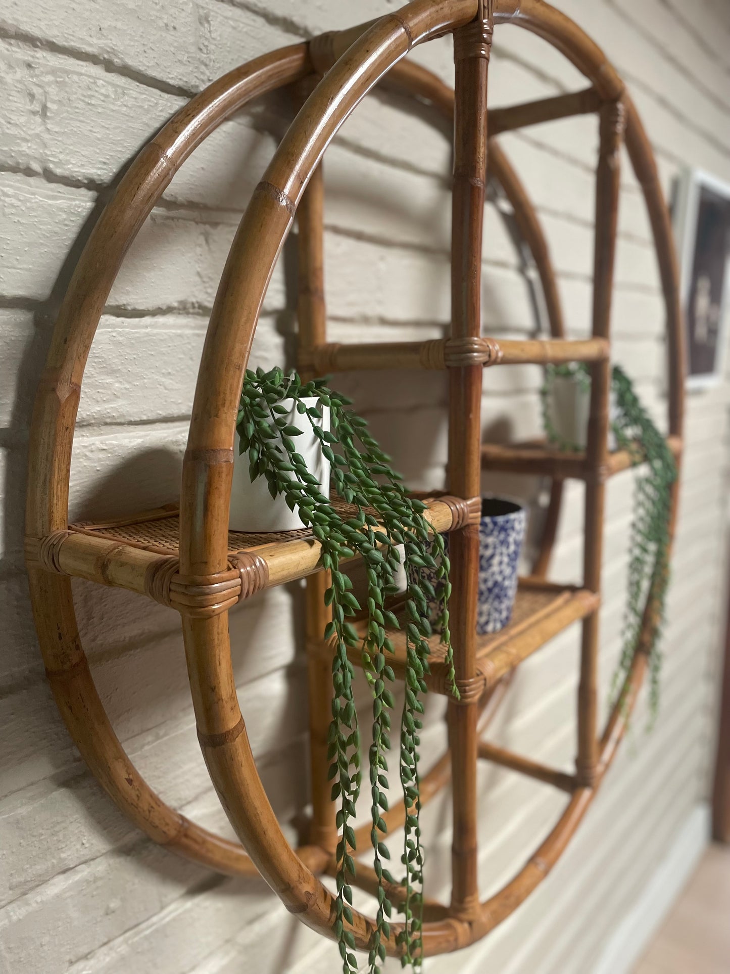 Round Rattan Wall Shelf